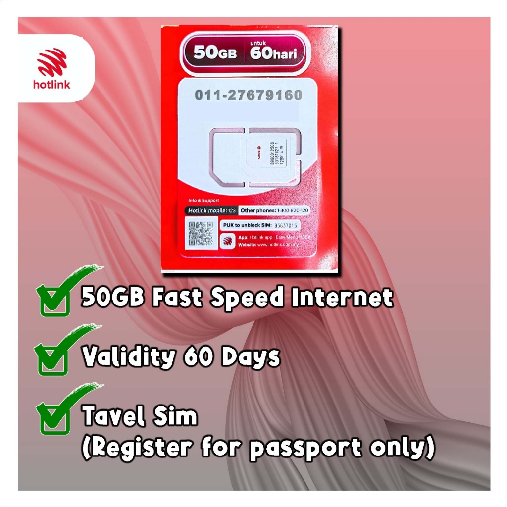 🔥PREPAID PACKAGE🔥HOTLINK PREPAID 50GB FAST SPEED INTERNET 60DAYS ...