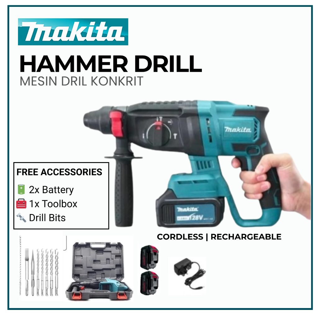MAKITA Cordless Hammer Drill Impact Drill for Concrete Wall ...