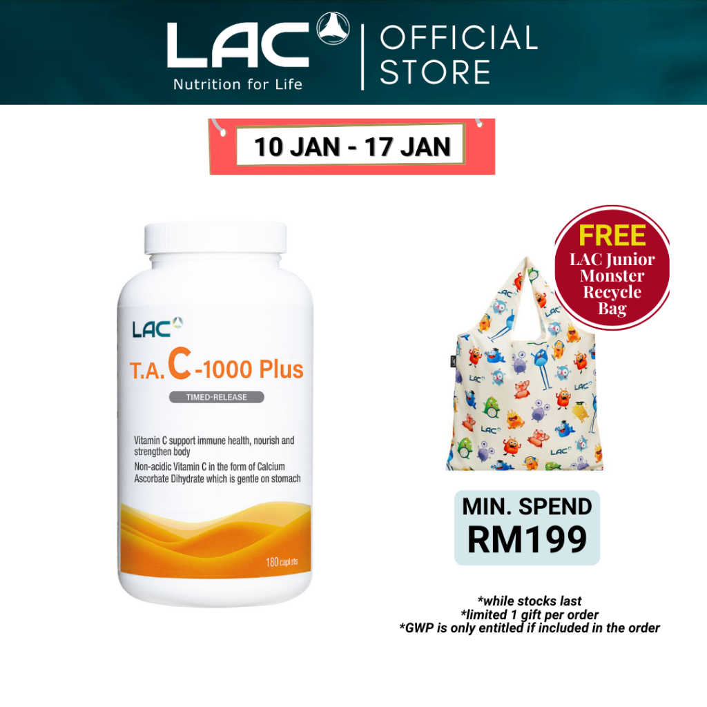 LAC T.A. C-1000 Plus Timed-Release (180 Caplets) [Exp Feb 2027 ...