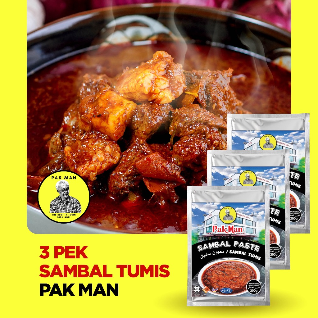 3 Pek Sambal Tumis Pak Man - Triple Pack Sambal Tumis Pak Man | Shopee ...