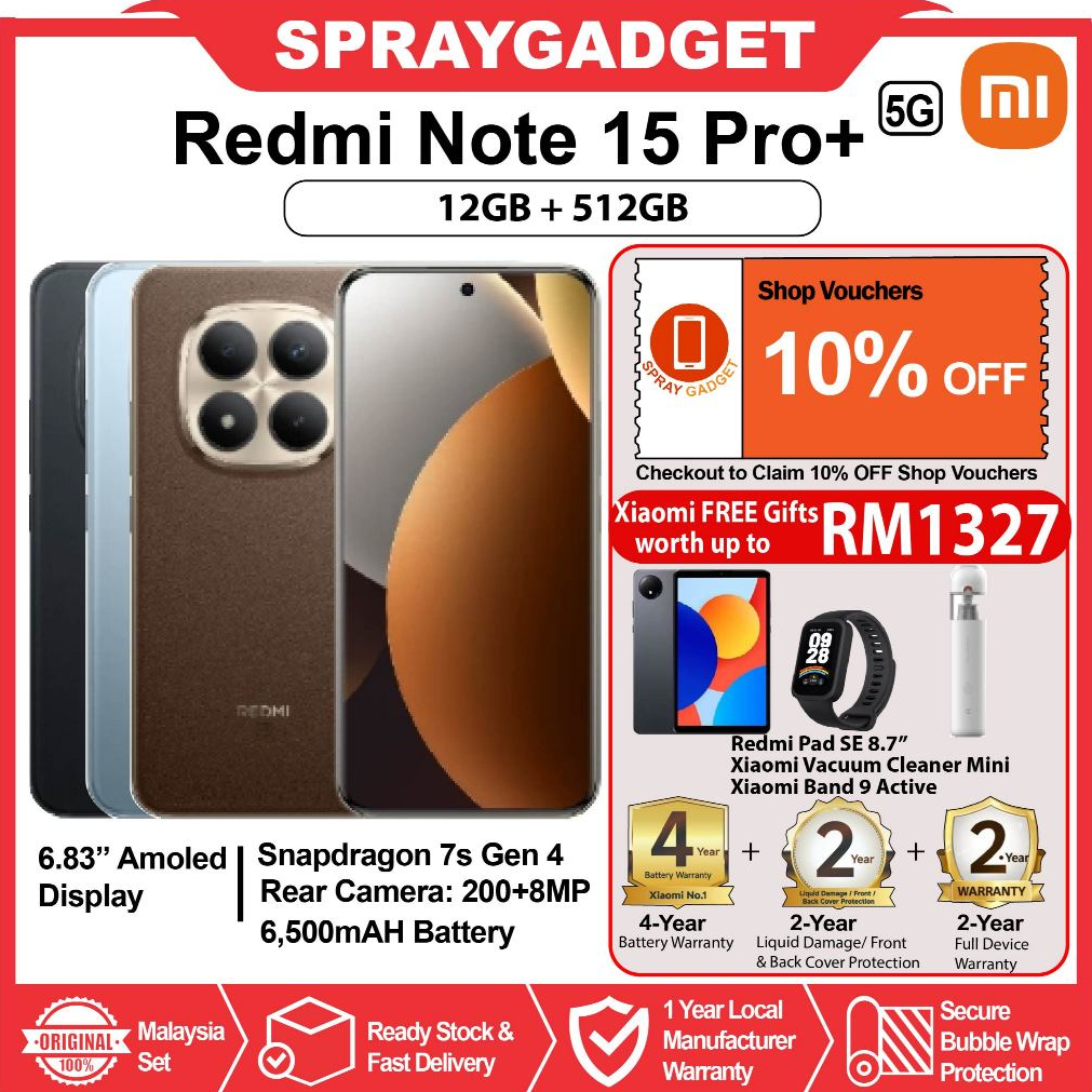 Redmi Note 15 Pro+ 5G / Redmi Note 15 Pro 5G (8+512GB/12+512GB)6.83" Display l 200MP Camera l 6500mAH Battery