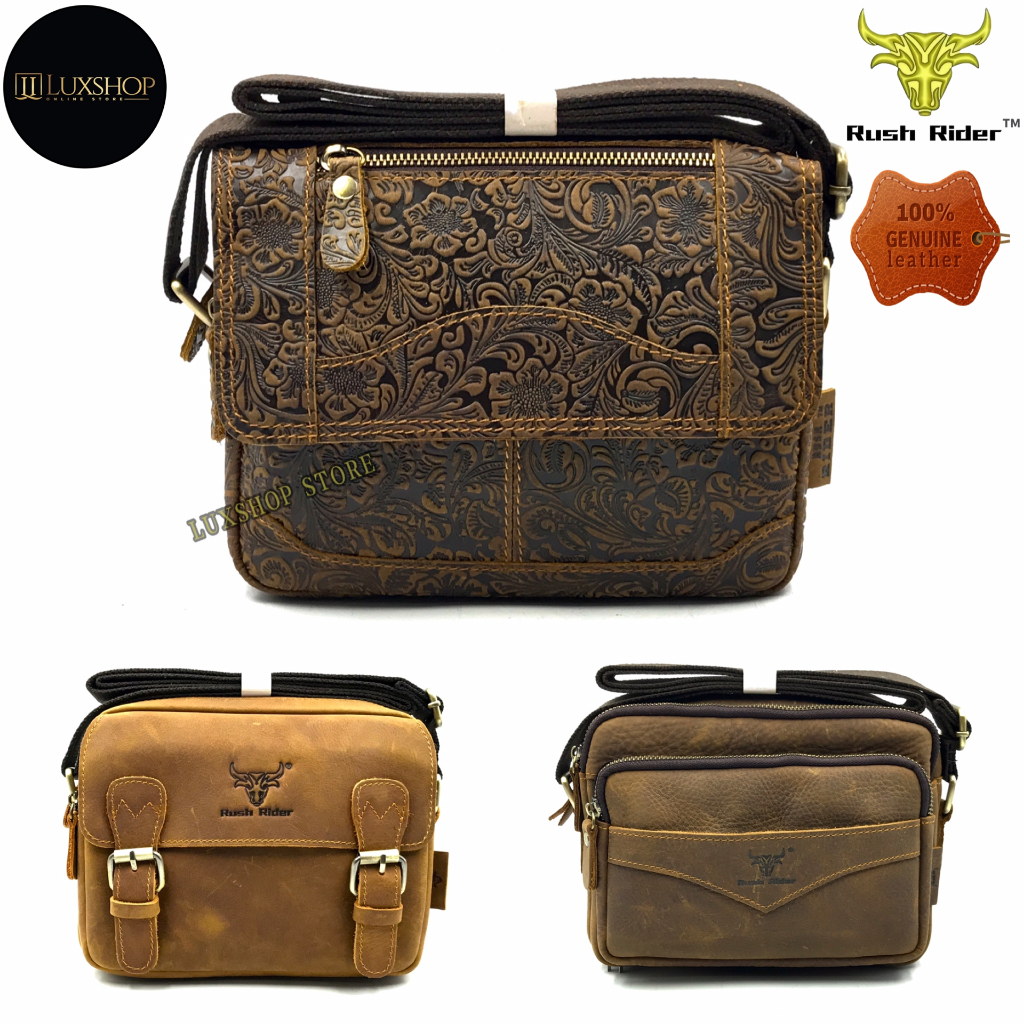 M Size Rush Rider Full Cow Leather Long Sling Bag Men Shoulder Bag ...