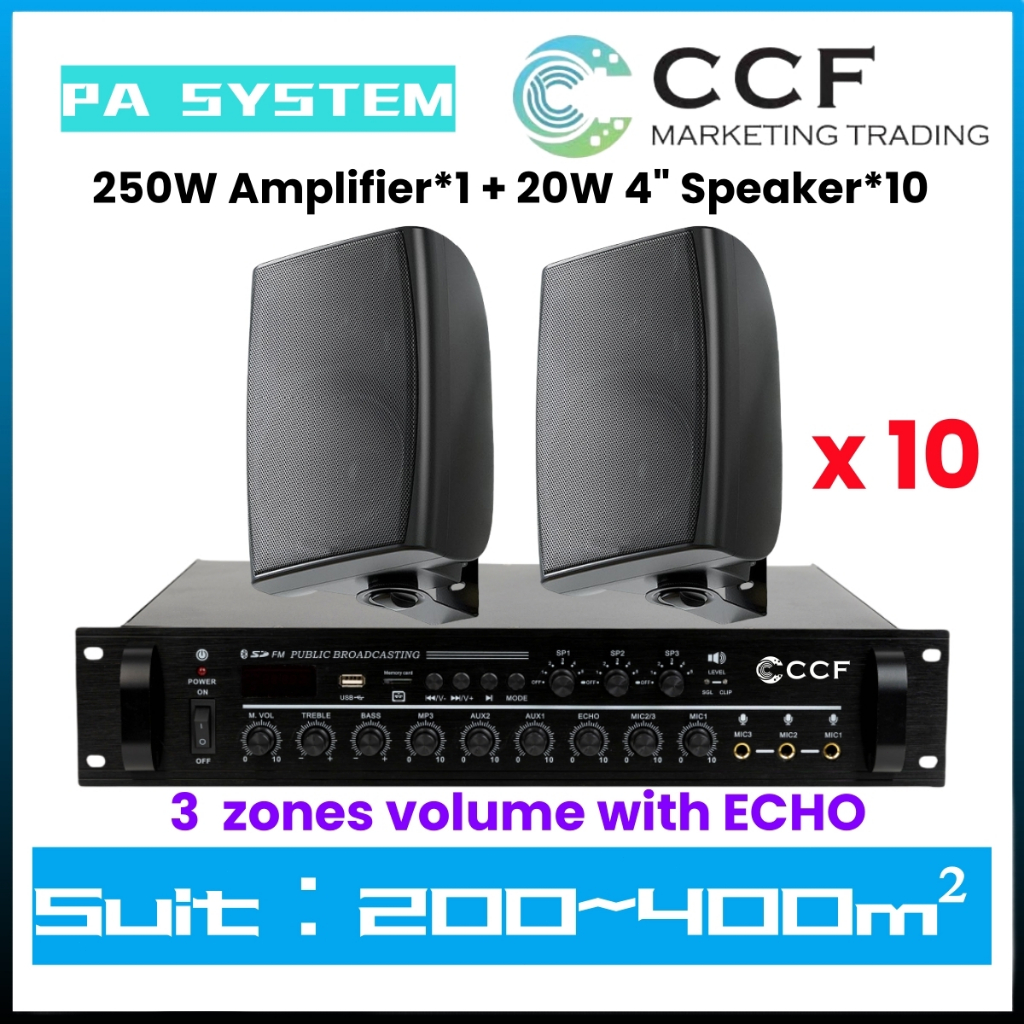 CCF 2/3/5 Zone PA System Set with 4 inch Wall Speakers original image 15