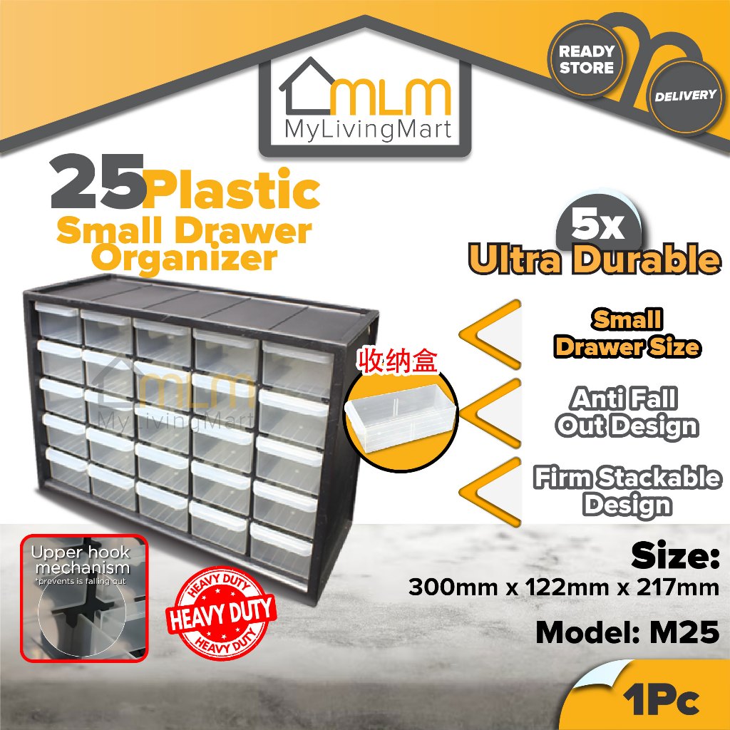 25 Drawers Heavy Duty Stackable Hard Plastic Small Drawer Multi ...