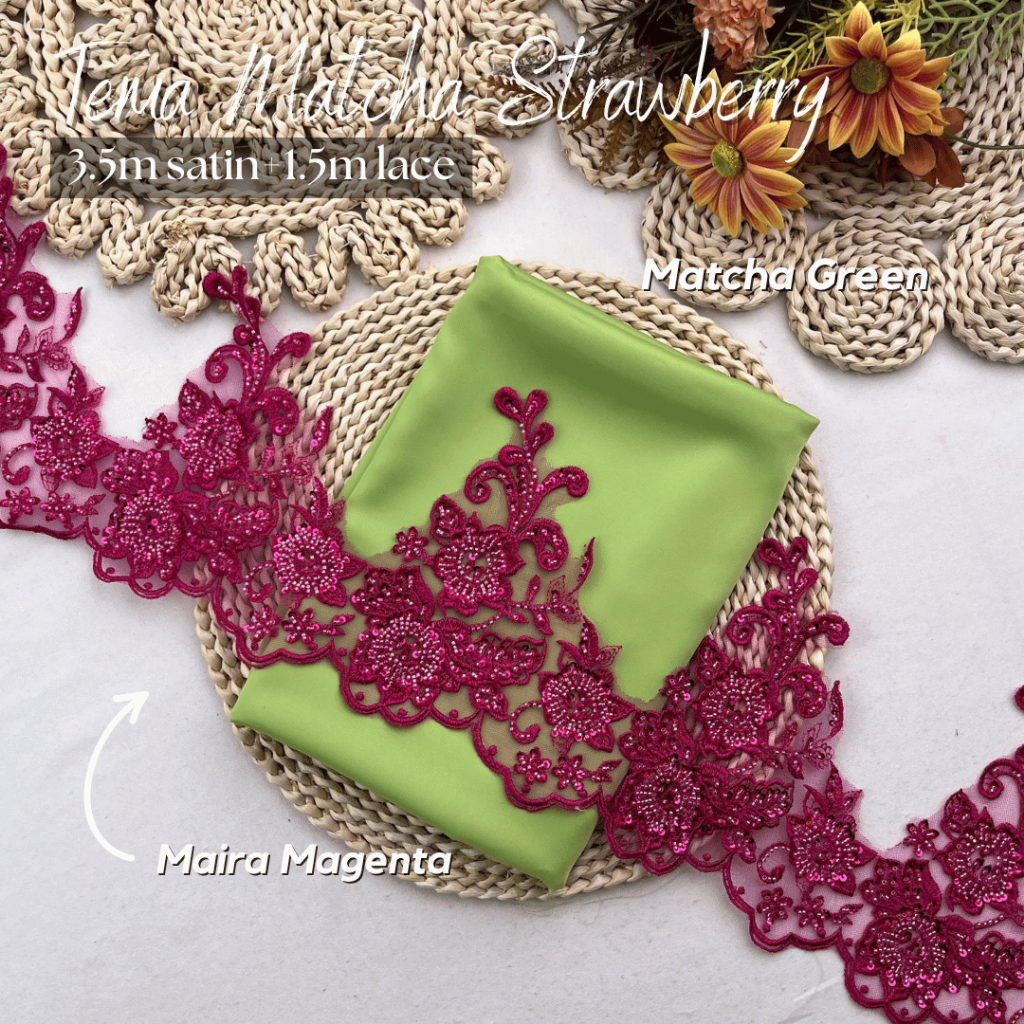 (SATIN LACE) TEMA MATCHA STRAWBERRY WARNA HOT RAYA 2026 COMBO COLOUR ...