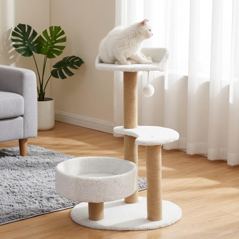 3-layers Premium Cat Tree Post Cat Tower Cat House Cat Condo Cat Bed ...