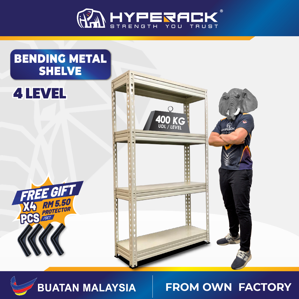 🐘[FREE SHIPPING] HYPERACK™️ Bending Metal Beige White 4 Levels Boltless ...