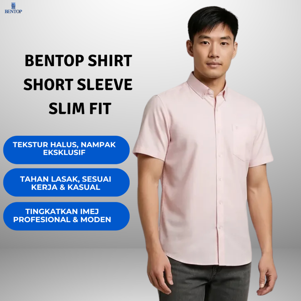 BENTOP Baju Kemeja Short Sleeve Slim Fit | Shopee Malaysia