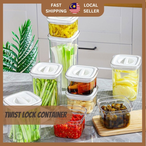 Stackable Airtight Twist Lock Transparent Food Storage Container ...