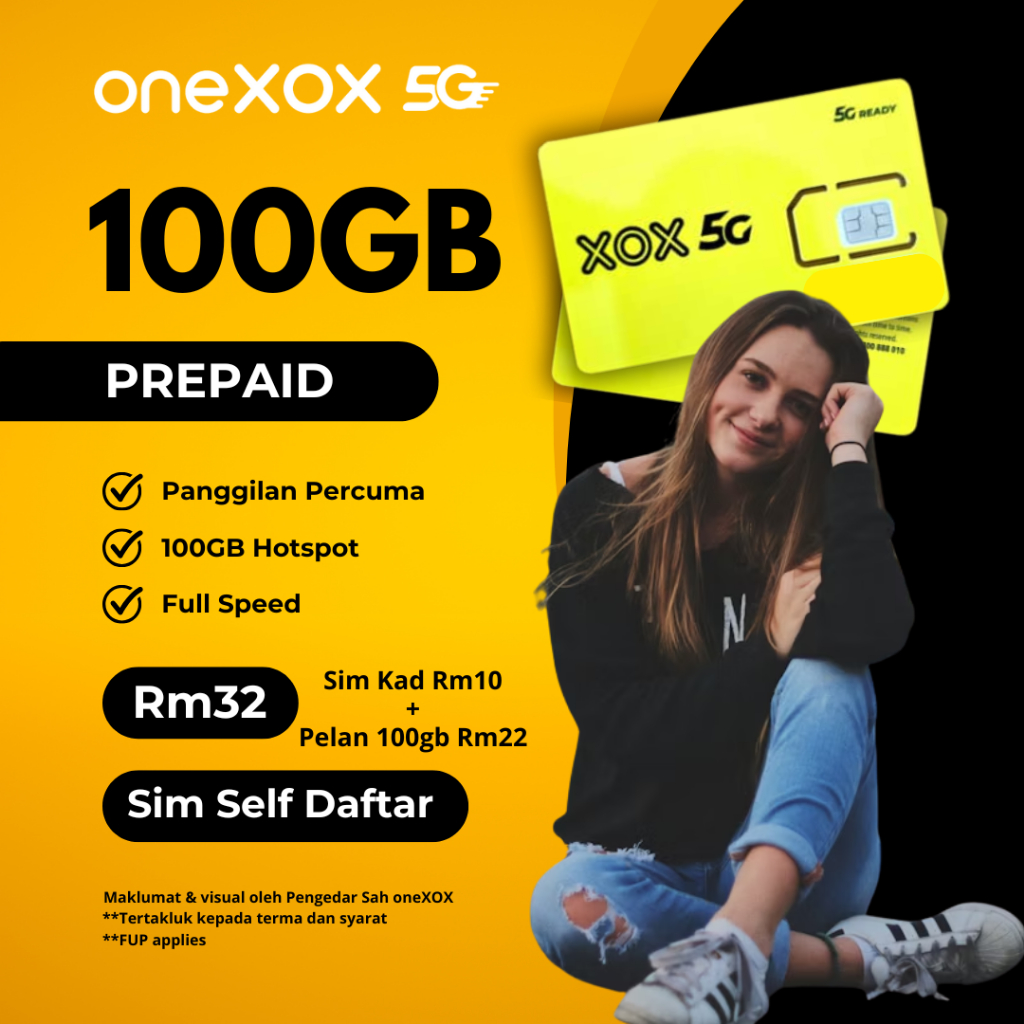 XOX/ONEXOX PRABAYAR (PREPAID) SIM YANG SEKALI PELAN 100GB HIGH SPEED ...
