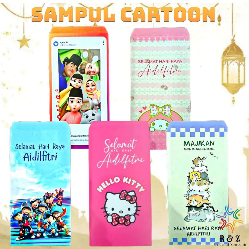Sampul Raya Saiz Panjang / Cartoon Green Packet / Sampul Duit Raya ...