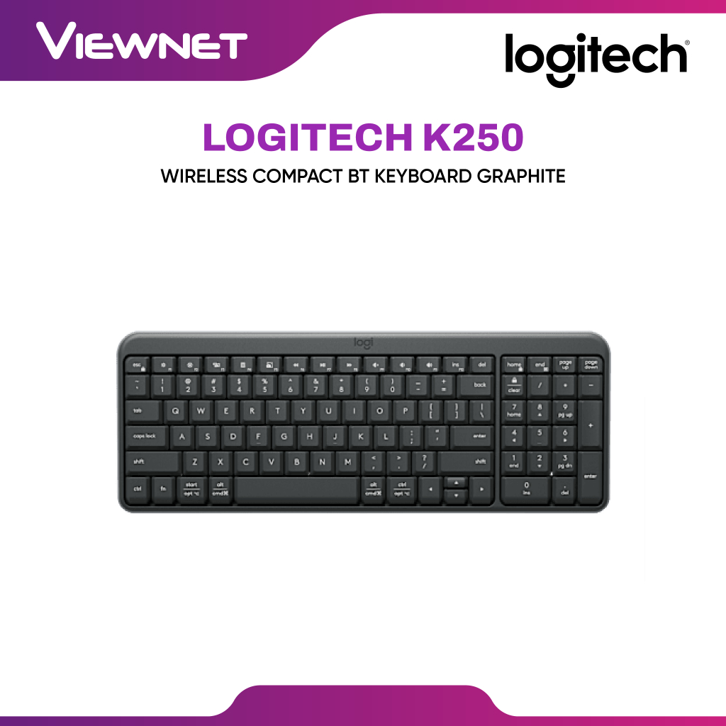 Logitech K250 Bluetooth Keyboard, Numpad, Easy Connectivity, Compact ...