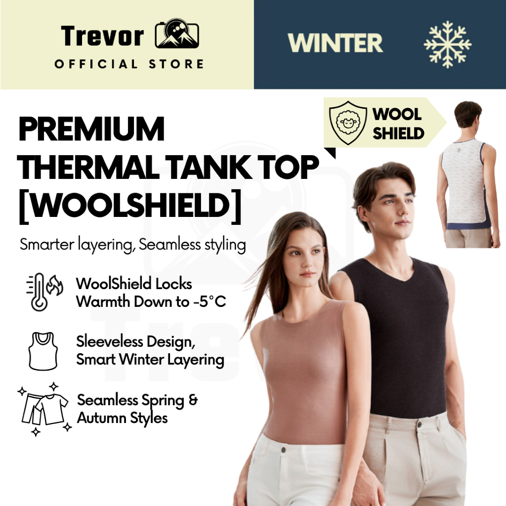 TREVOR Premium Thermal Tank Top [WoolShield] - Sleeveless Heattech Long ...