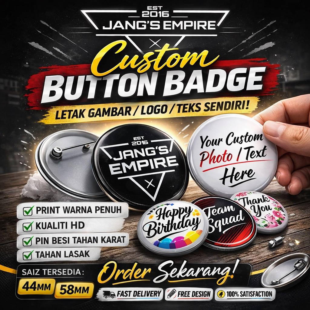 *PROMOSI* Custom Button Badge 58mm/44mm/Fridge Magnet 58mm & Keychain ...