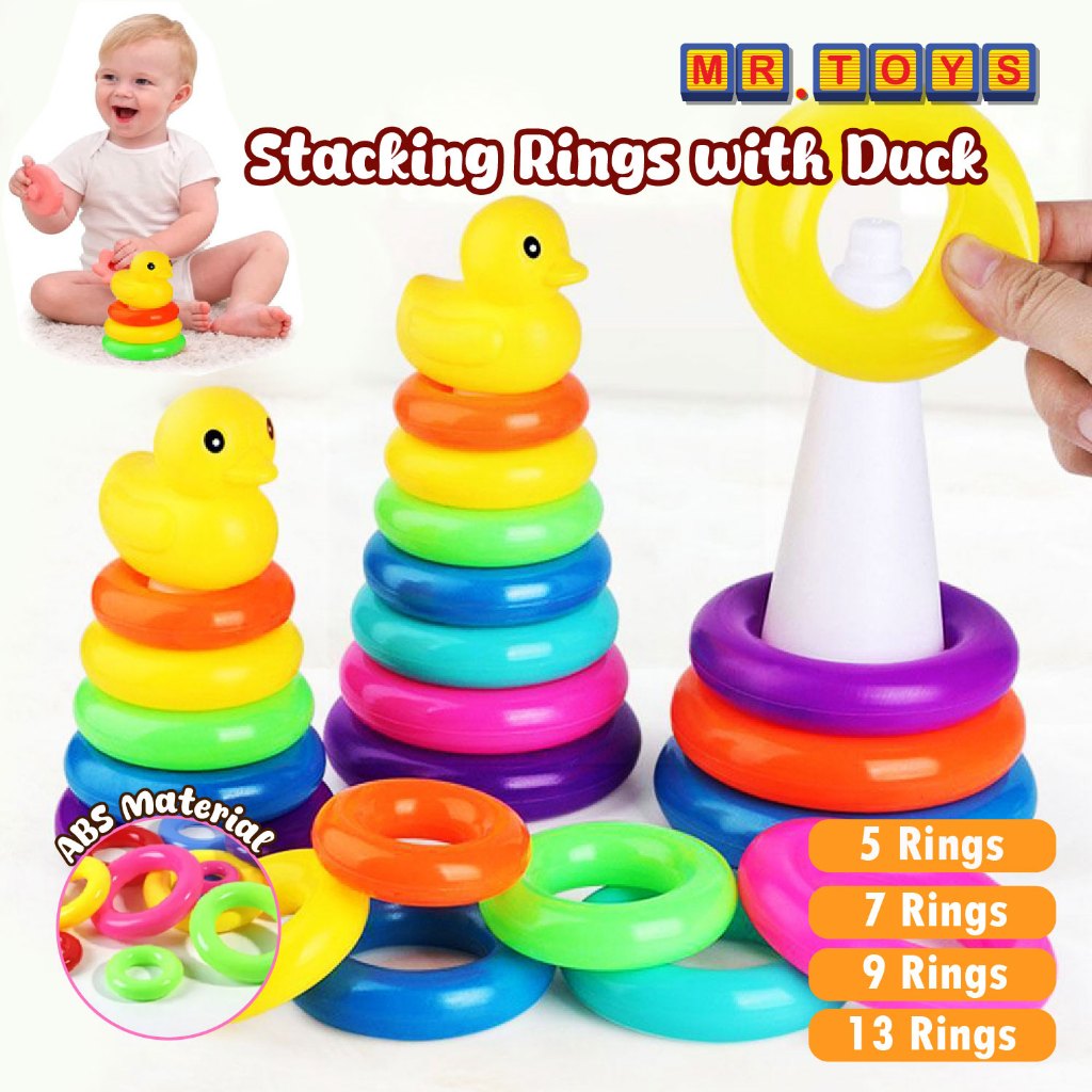 Rainbow Stacking Rings Toys for Baby Toddler Puzzle Toss Ring Toy ...