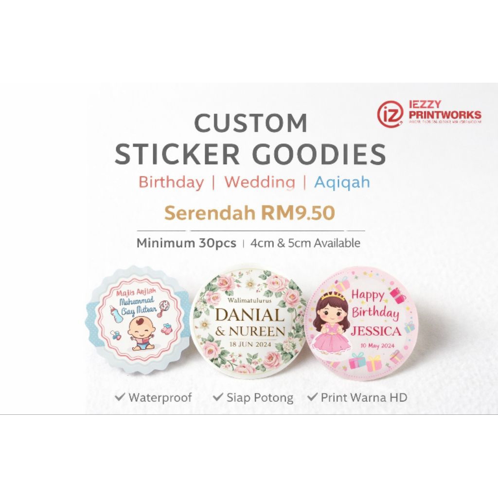 Sticker Goodies Custom Design Sedia Ada | Birthday Kahwin Aqiqah ...