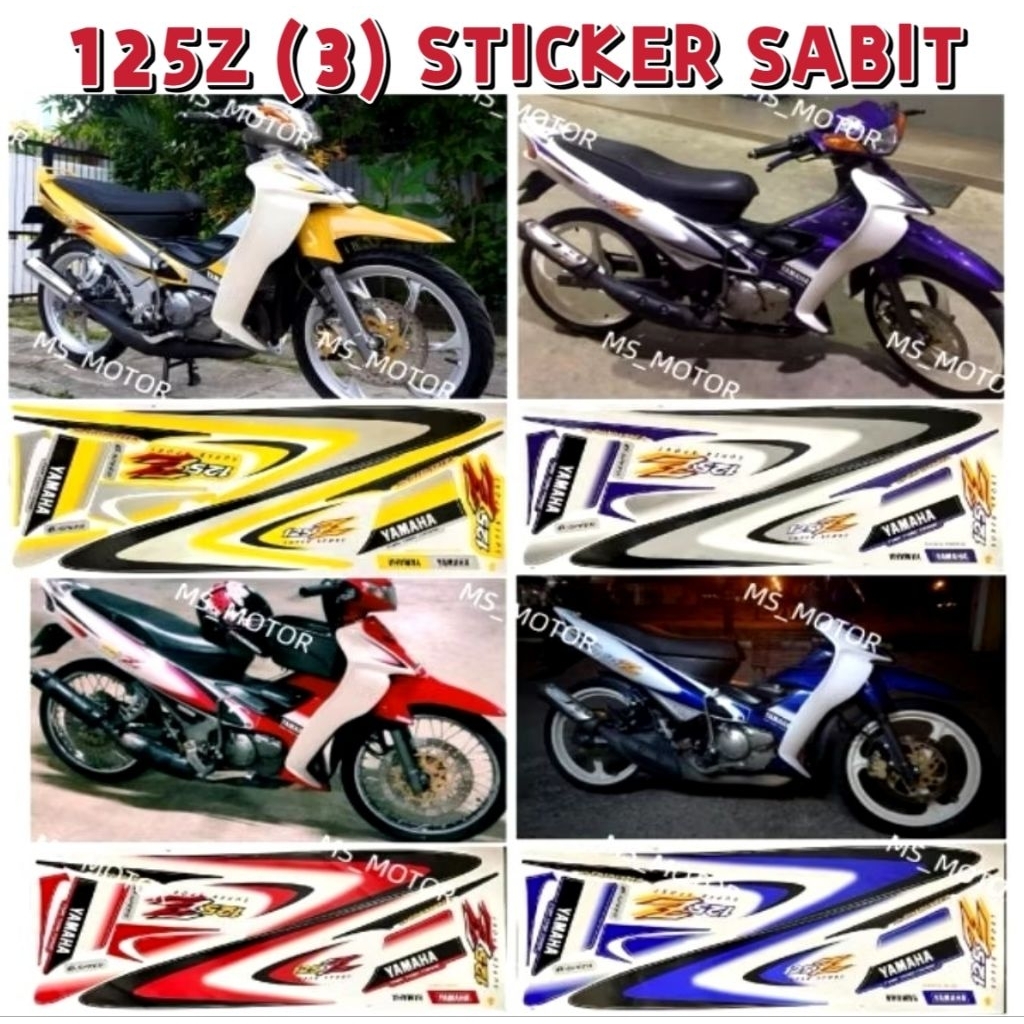 125Z BODY COVER STICKER STRIPE COVER SET SABIT (1) (3) KUNING PURPLE ...