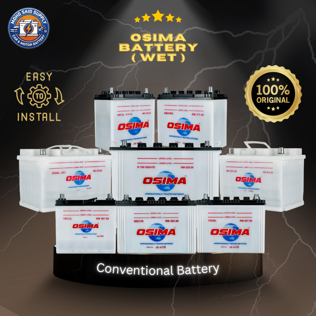 OSIMA Car Battery Bateri Kereta | NS40 NS60 NS70 DIN55 DIN66 75D23L ...