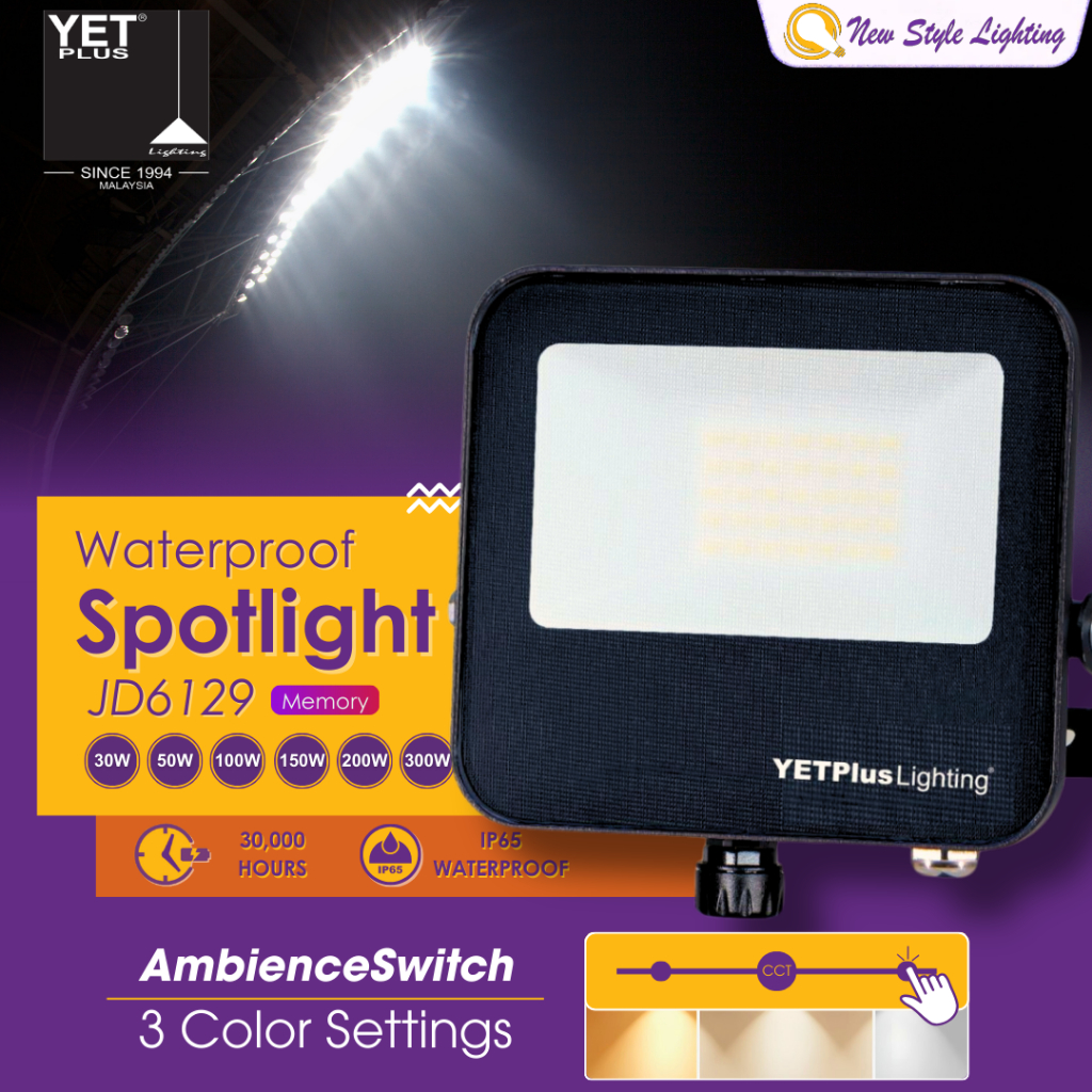 YETPlus JD6129 LED Flood Light Spotlight Sport 3CCT 30W 50W 100W 150W ...