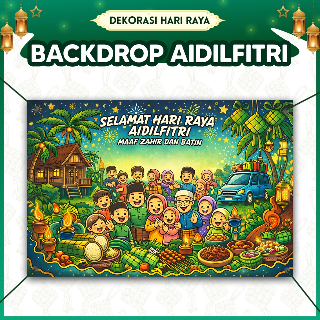 BACKDROP HARI RAYA AIDILFITRI - Banner / Deko Tema Dinding Kayu / Open ...