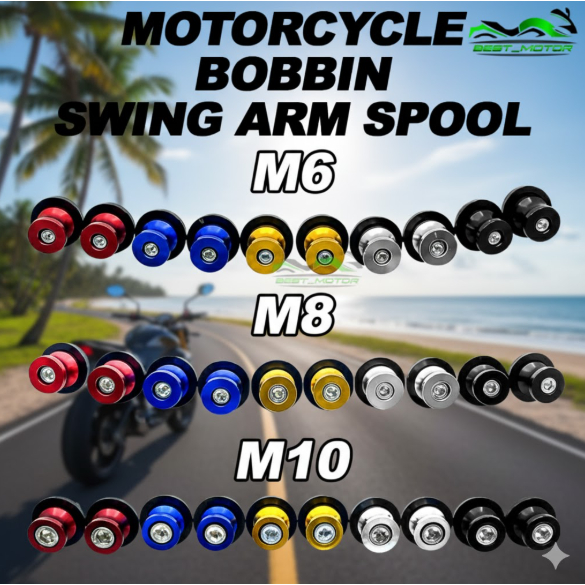 MOTORCYCLE BOBBIN SWING ARM SPOOL M6 M8 M10 UNIVERSAL MOTOR R15 R25 ...