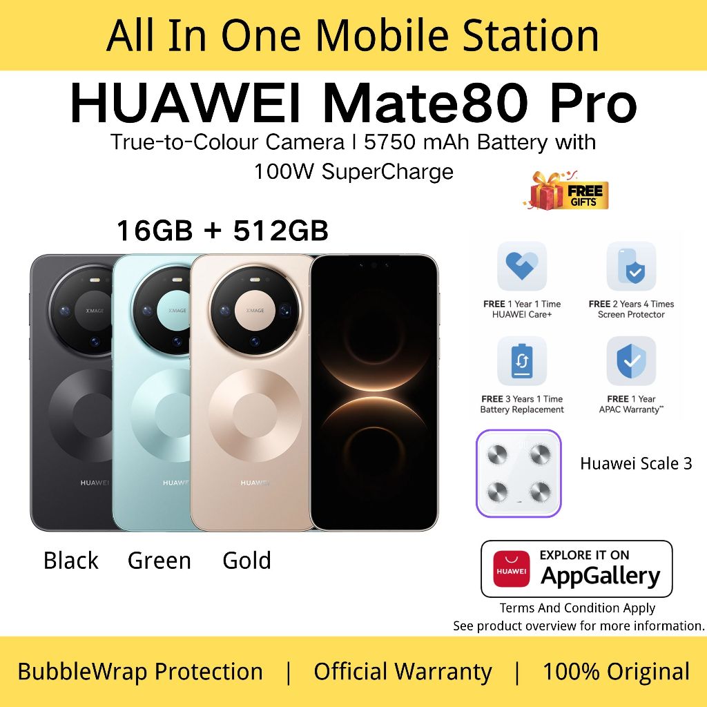HUAWEI Mate 80 Pro Smartphone 16+512GB l True-to-Colour Camera l 2nd Gen Kunlun Glass l Original Huawei Malaysia