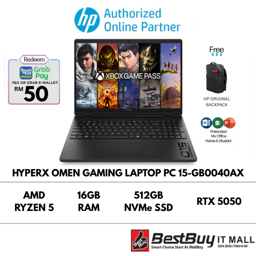 HyperX OMEN Gaming Laptop PC 15-gb0040AX (AMD Ryzen™ 5 240 ,16 GB ...