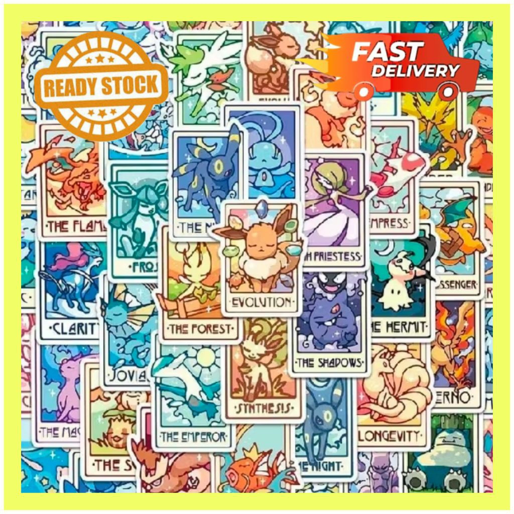 60pcs Pokemon Pikachu Adjective Design Pelekat Anime Mixed Stickers Set ...