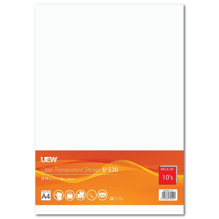 UEW Opp Transparent Sticker A4 50mic U-530 10pcs | Shopee Malaysia