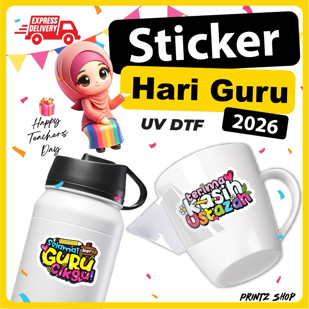 Sticker Kalis Air | UV DTF | Hadiah Hari Guru | Teacher's Gift Untuk ...