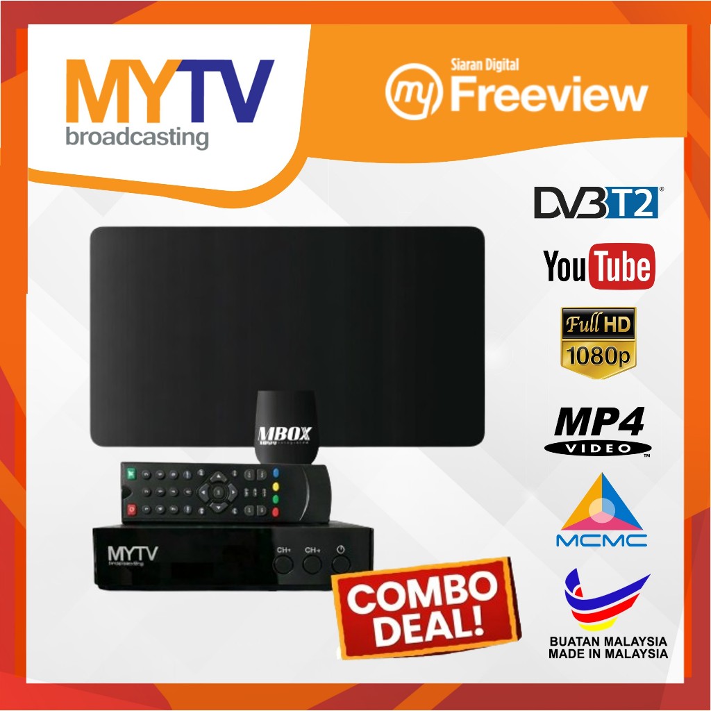 MYTV Original MYTV Dekoder + Antenna Set Decoder Box MBOX DVBT2 HD DTTV ...
