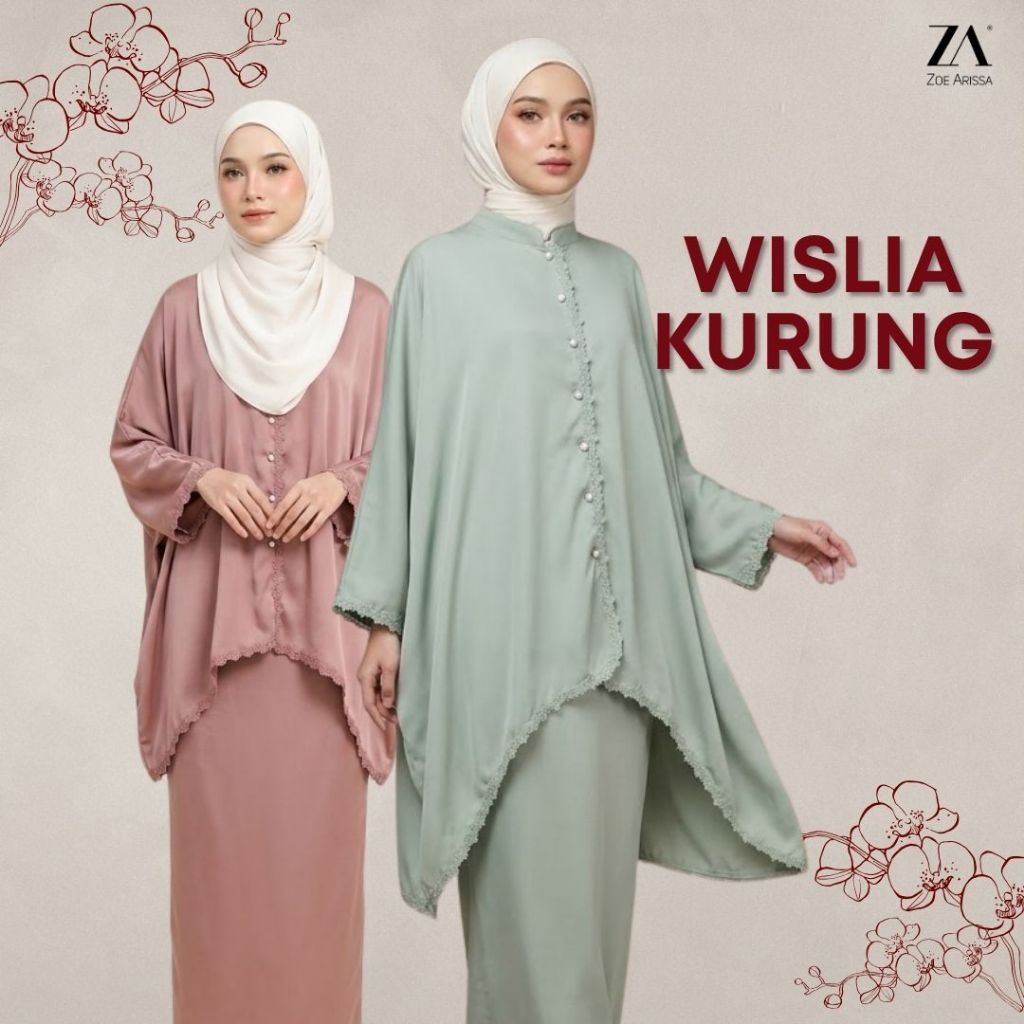 ZOE ARISAH Wislia BAJU KURUNG Premium Satin Lace Raya New 2026 PARIO ...