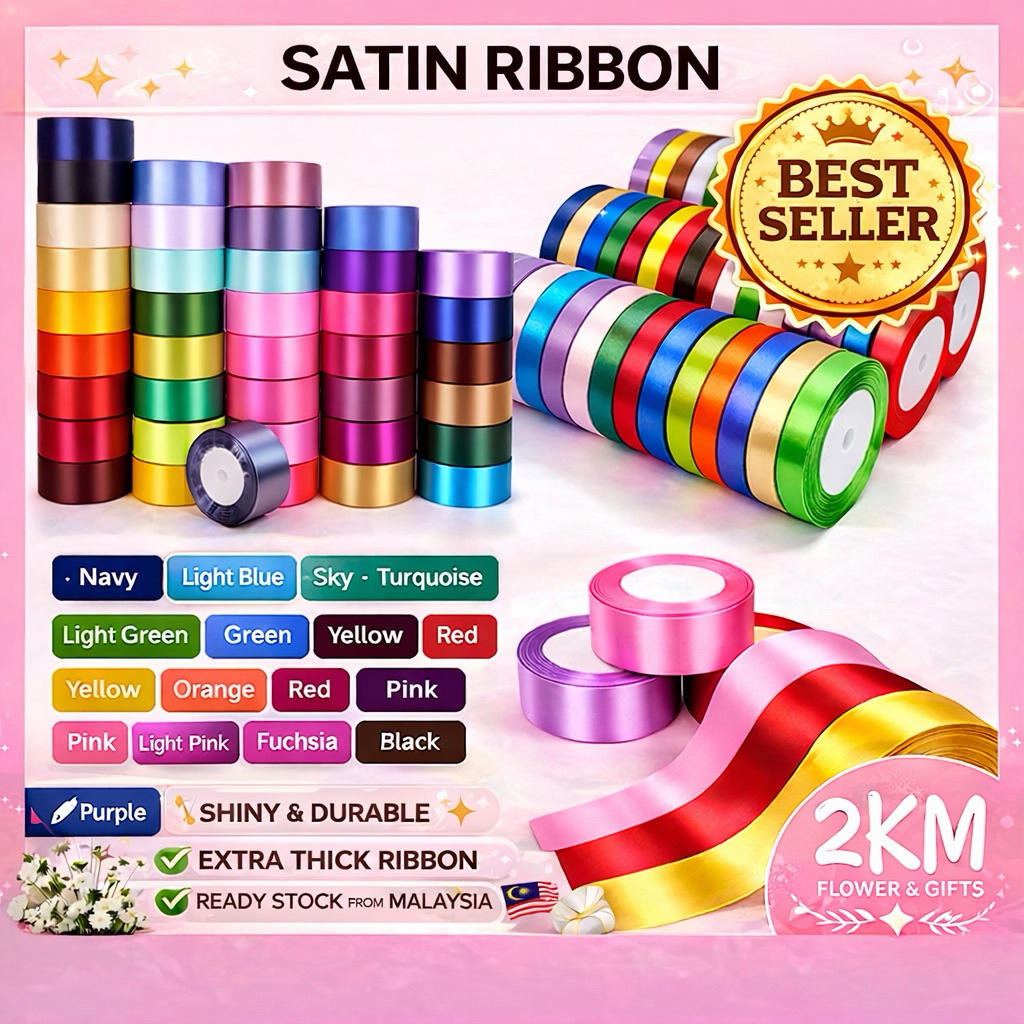 SATIN RIBBON Reben Riben Gift Satin Organza Flower Bouquet Roll Happy ...
