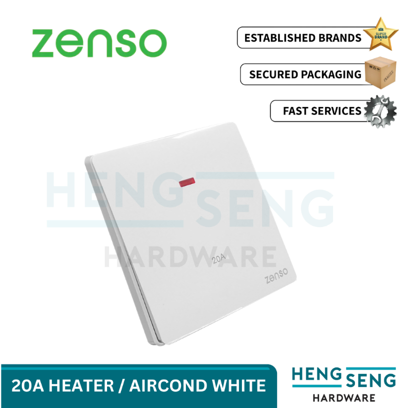 ZENSO GRANDE 20A 1G1W & 1G2W AIRCOND & HEATER SWITCH ( WHITE / GOLD ...