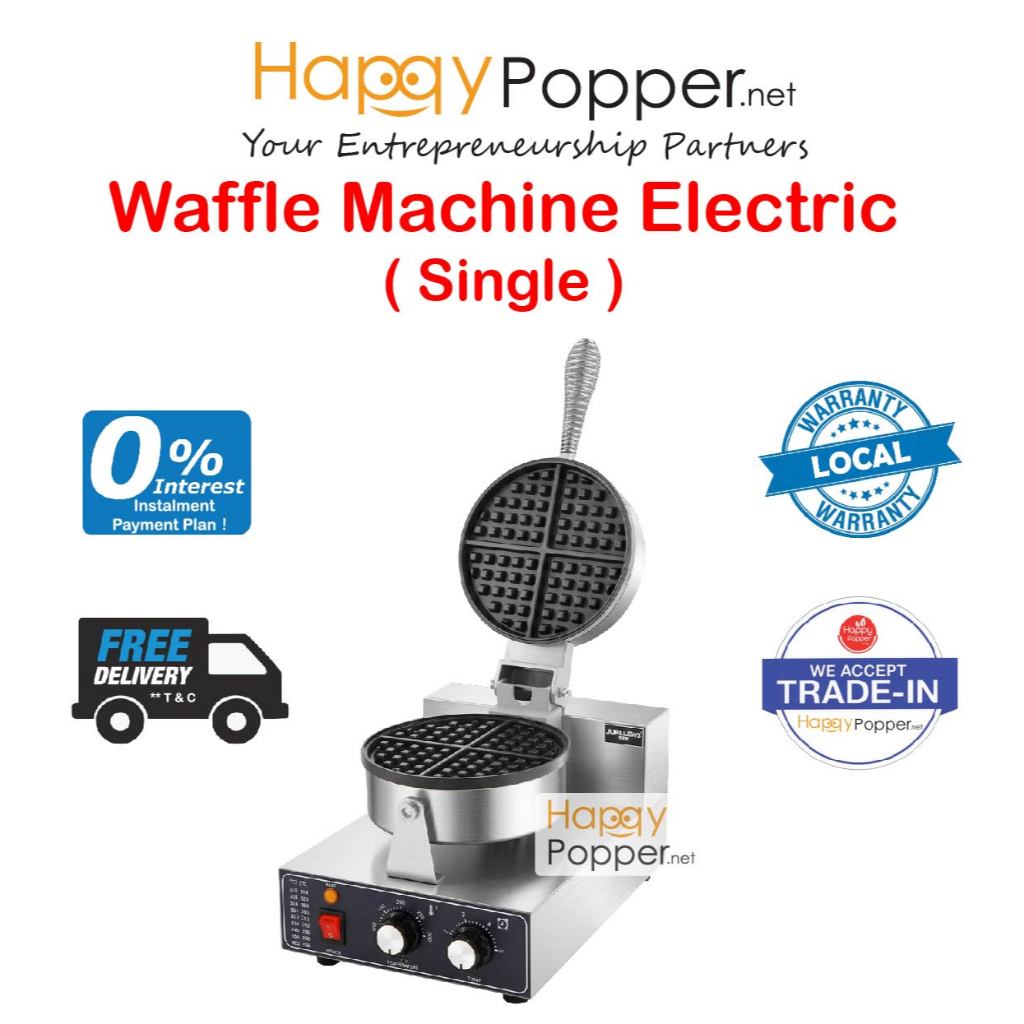 Happypopper Commercial Electric Mesin Wafer Waffle Maker Machine Single ...