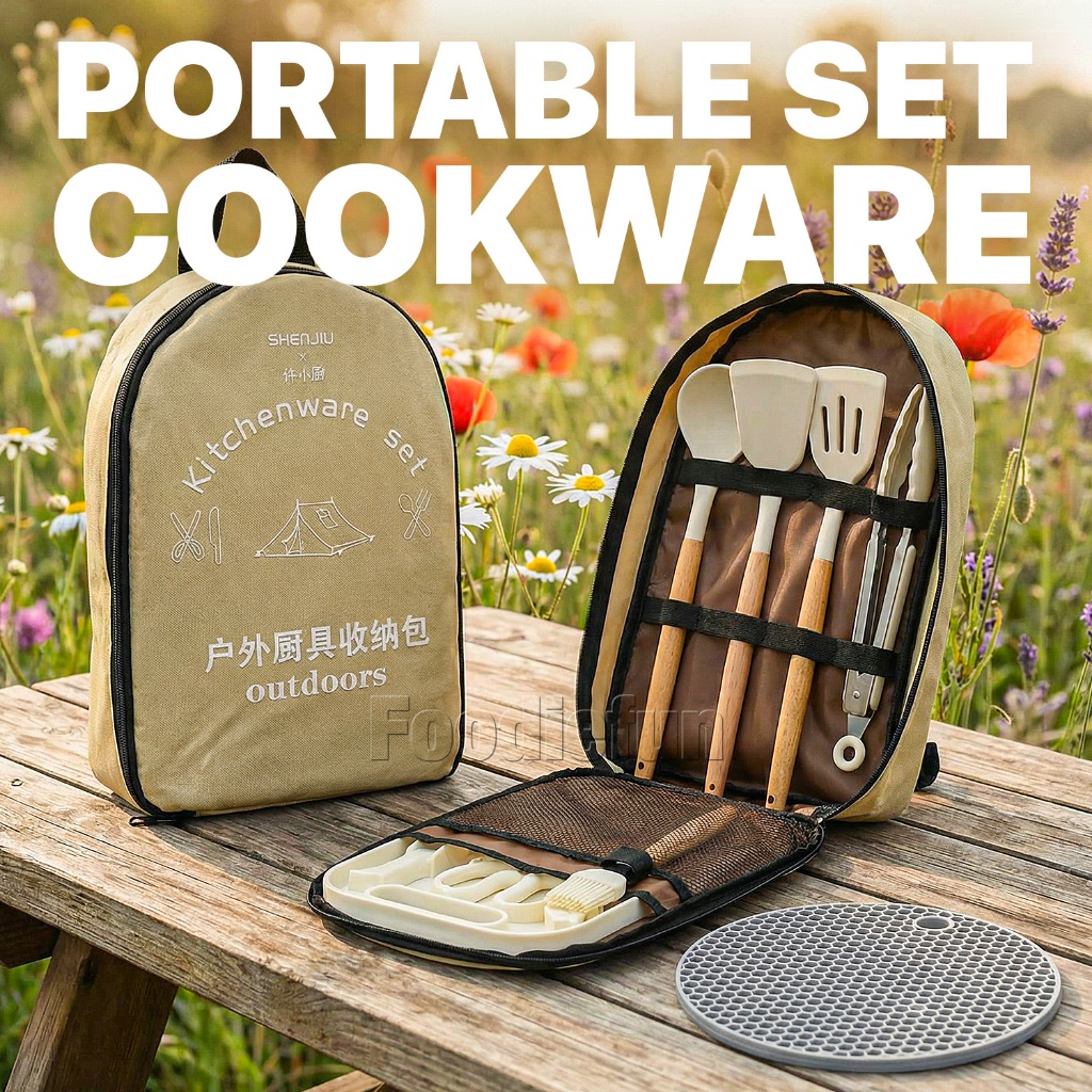 Portable Cookware Set with Carrying Bag 12PCS Outdoor Kitchenware Kit ...
