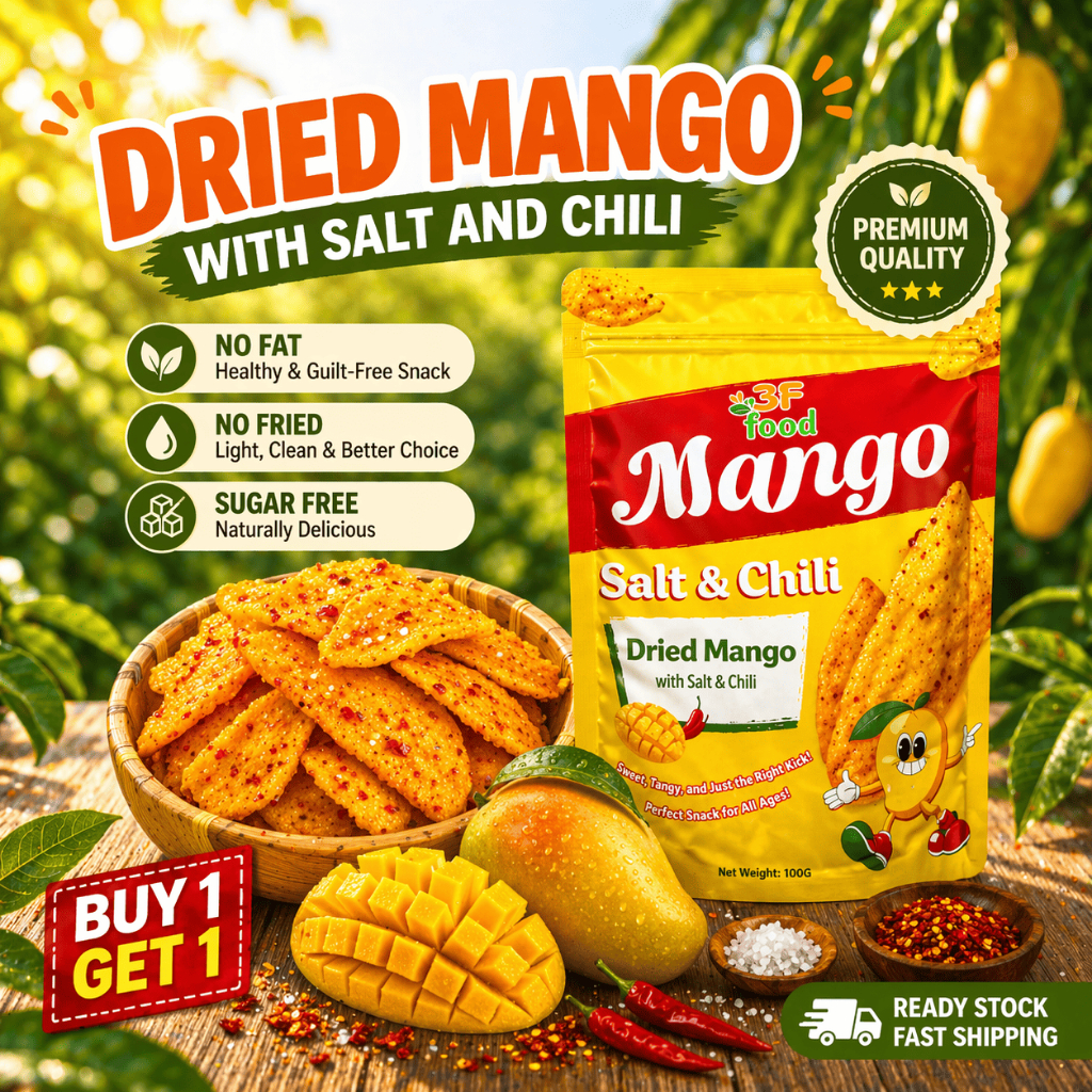 READY STOCK - Dried Mango Salt Chili 3F Food 100G – Spicy & Sour Snack ...