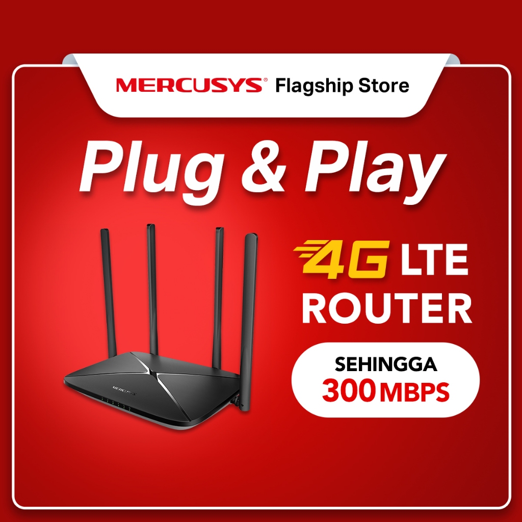Mercusys MB115-4G Router 4G LTE 300Mbps WiFi SIM Plug & Play 4 Antenna ...