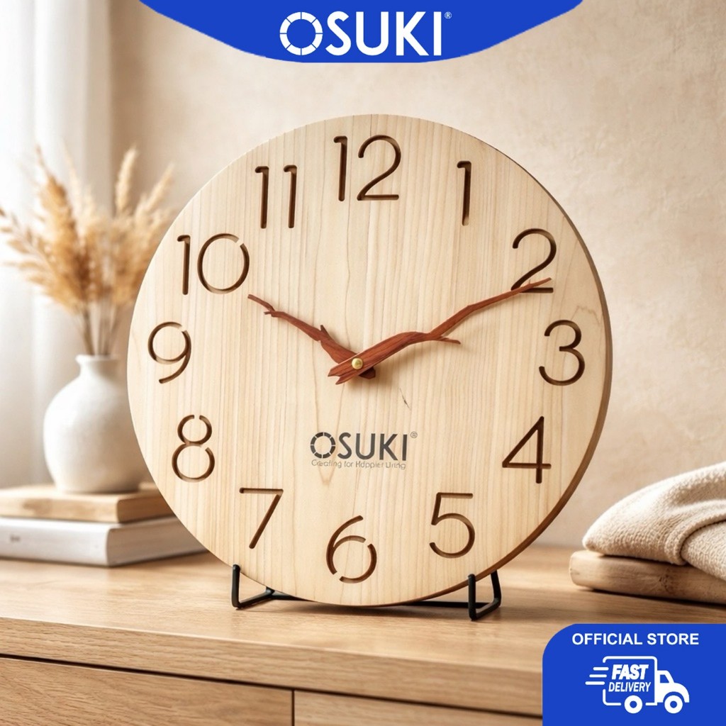 OSUKI Wall Clock Analog Quartz Fiber Wood W7 (30cm) | Jam Dinding ...
