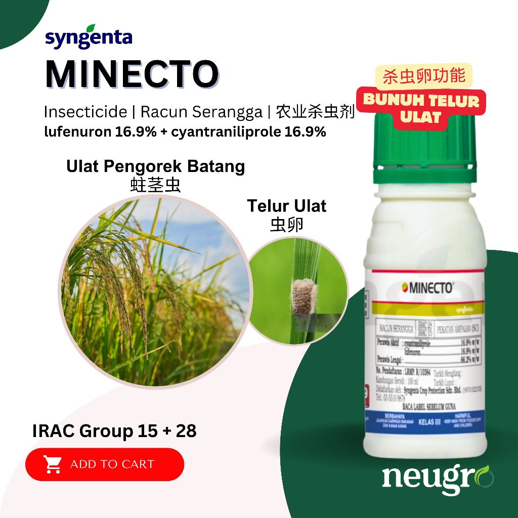 Syngenta Minecto (100ml) Cyantraniliprole 16.9% Lufenuron 16.9% Racun ...