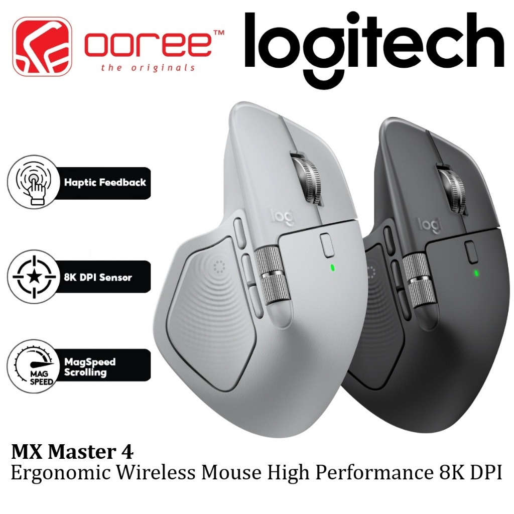 LOGITECH MX Master 4 Ergonomic Wireless Mouse Haptic Feedback Quiet ...