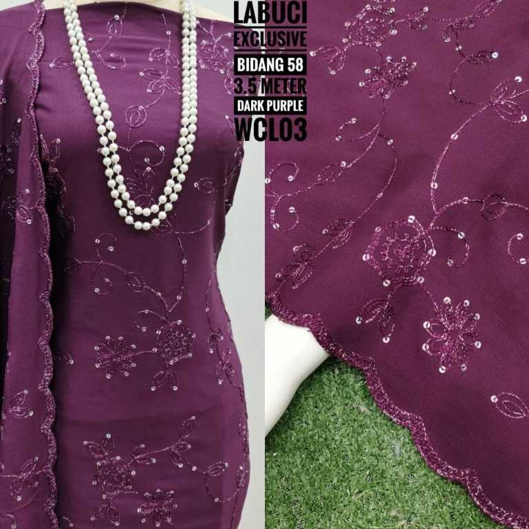 WOVEN COTTON SULAM LABUCI Premium Embroidery Ironless Kain Pasang ...