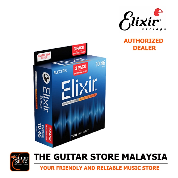 Elixir Nanoweb 3-Pack Nickel Plated Steel Coated Electric Guitar ...