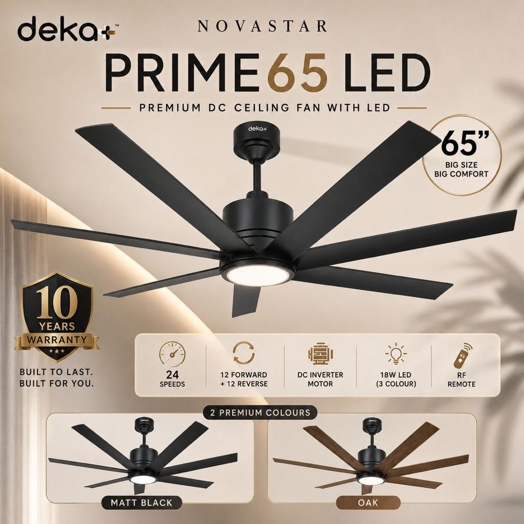 Deka + Prime 65LED 65" DC motor Remote Ceiling fan / Kipas siling Besar ...
