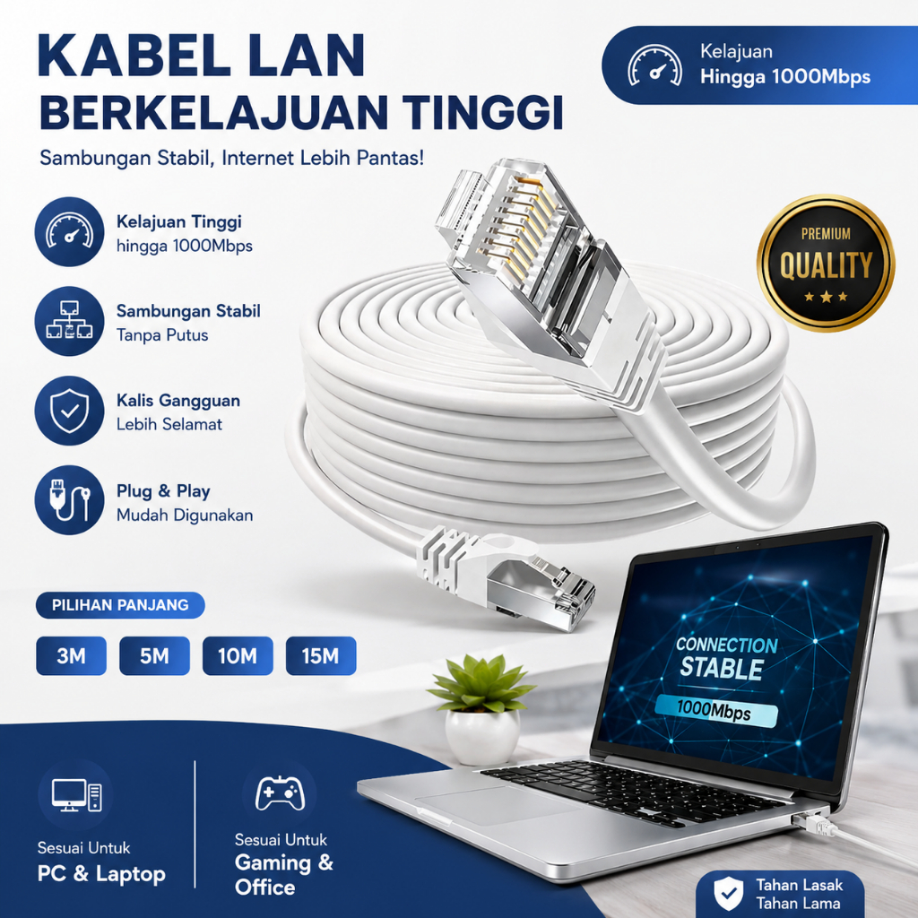 CAT6 LAN Cable Ethernet High Speed RJ45 Gigabit 1Gbps for Unifi Maxis ...