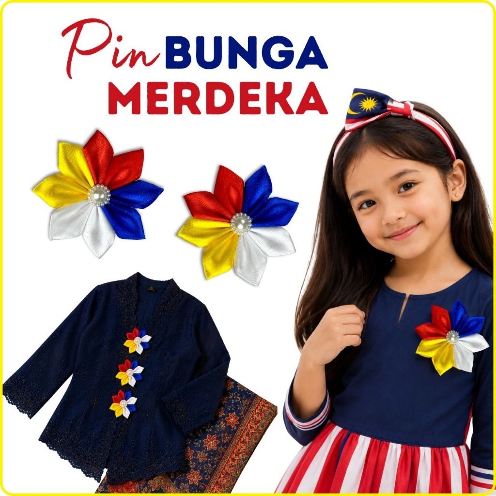 Brooch Merdeka Pin reben Satin Aksesori Bendera Malaysia Hari ...