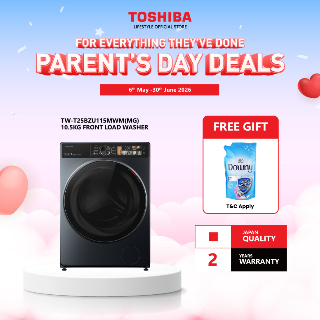 Toshiba TW-T25BZU115MWM(MG) 10.5kg Front Load Washing Machine (Morandi Gray)/ Mesin Basuh / 洗衣机