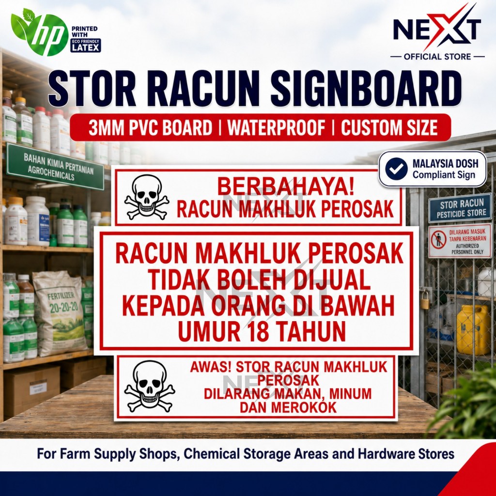 Papan Tanda Stor Racun Makhluk Perosak PVC Board 3mm | Awas Dilarang ...