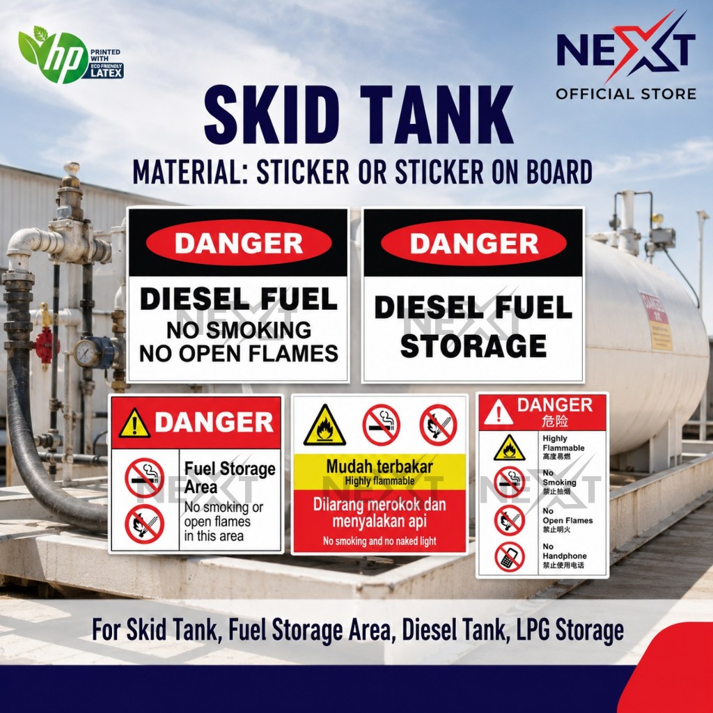 SKID Tank Sticker Sign | Diesel Fuel Storage Sign | Highly Flammable ...