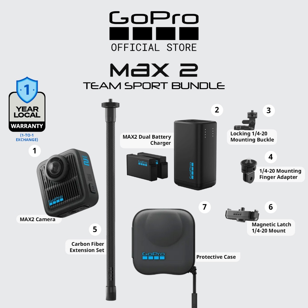 GoPro Max 2 360 Camera - Team Sport, 8K, Replaceable Lens, Waterproof ...